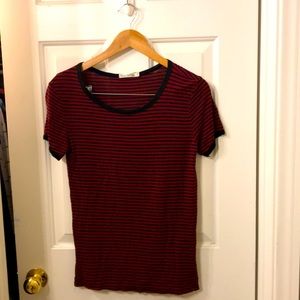 Red and black striped ringer shirt sz medium!